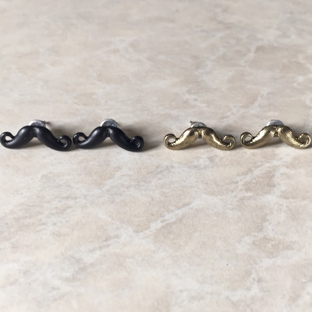 Mustache earring set. (Selling as a pair)